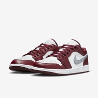 Nike Air Jordan 1 AJ1 White Gray Burgundy Men's and Women's Low Top Sports Basketball Shoes 553558-615