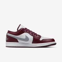 Nike Air Jordan 1 AJ1 White Gray Burgundy Men's and Women's Low Top Sports Basketball Shoes 553558-615