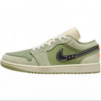 Nike Air Jordan 1 Low Men's Matcha Olive Green Low-top Sports Basketball Shoes FD6819-300